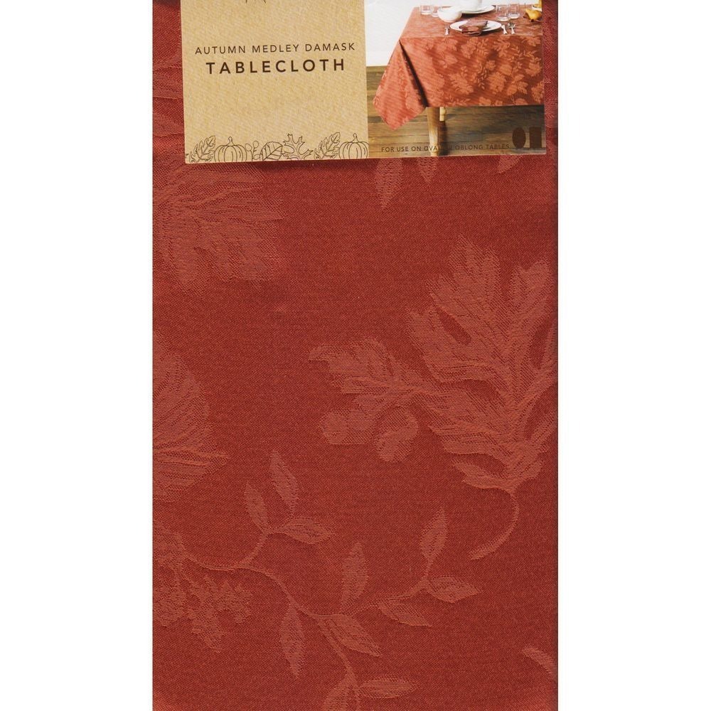 Town‎ & Country Autumn Medley Spice Tablecloth Fall Leaf Pattern Damask 60 X 104